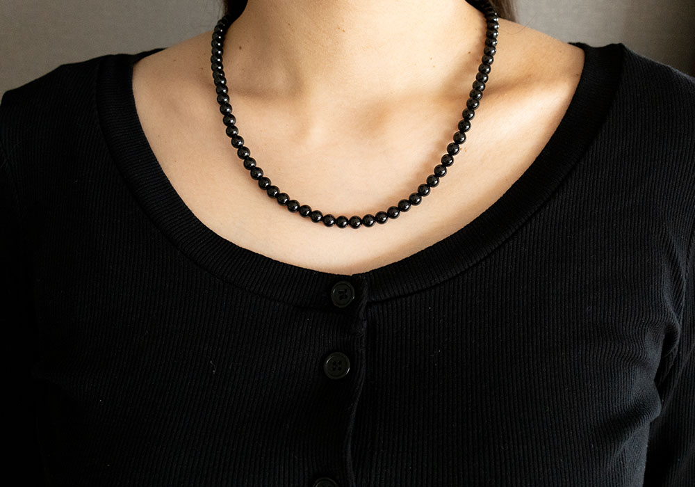 楽天市場】AAAブラック トルマリン ネックレス 約6mm玉 ショール