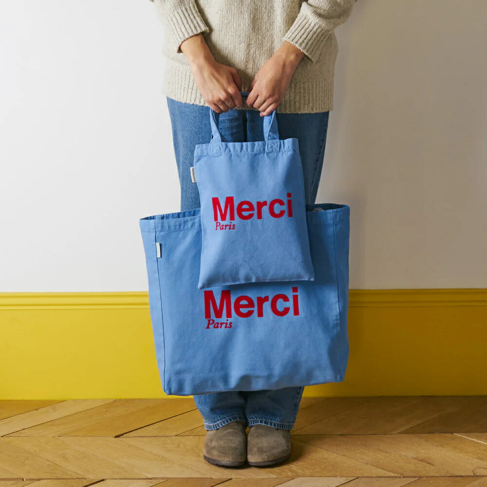 楽天市場】日本未発売【パリ直輸入】Merci cotton Tote Bag - Blue
