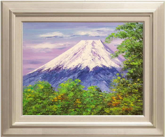 油絵 菅家令子 絵 絵画 インテリア F6-081911 風景 冬の富士山 油絵