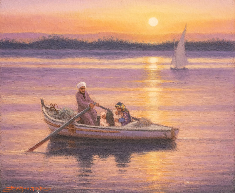 楽天市場】松尾洋明 「 ナイルの夕日 」 油絵 ・ 油彩画 F6 ( 6号