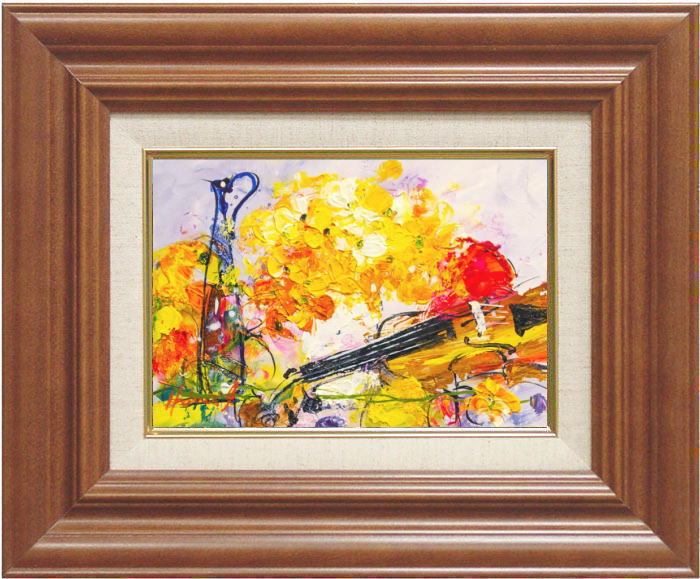 新品同様 池田秀郎 油彩原画 直筆サイン 豪華額装 SM 花 箱入り 新品