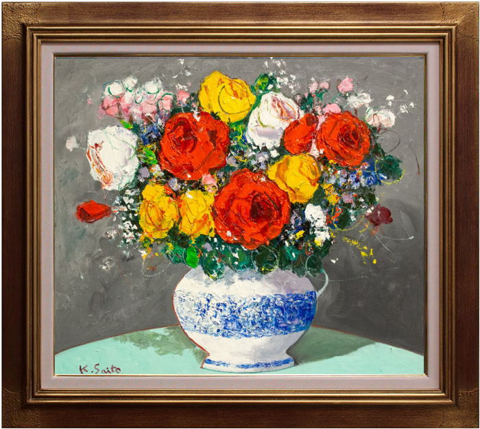 楽天市場】斉藤 要「 ばら 」 油絵 油彩画 F10 ( 10号 ) : 内田画廊