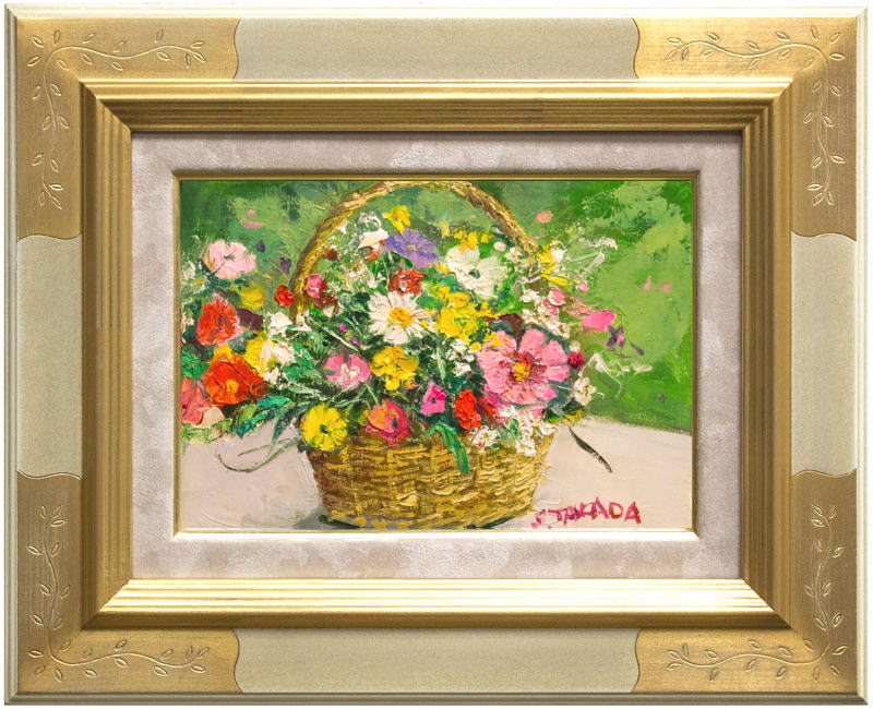 油絵 ゆうみ様専用 はしごに置いた鉢花 油絵 ゆうみ はしごに置いた