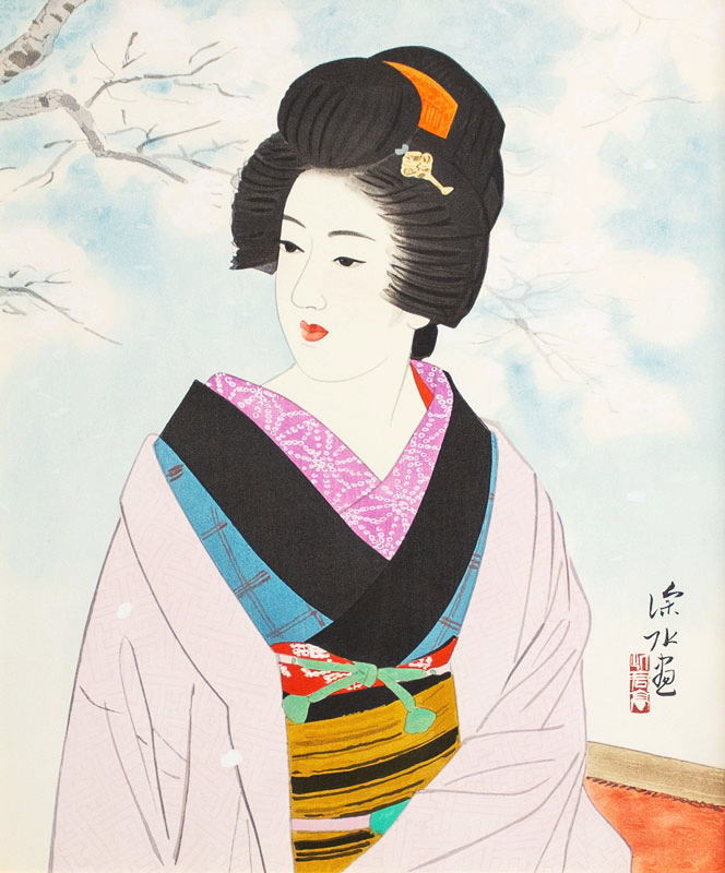 楽天市場】伊東深水 「 桜美人 」 木版画 【中古】 : 内田画廊