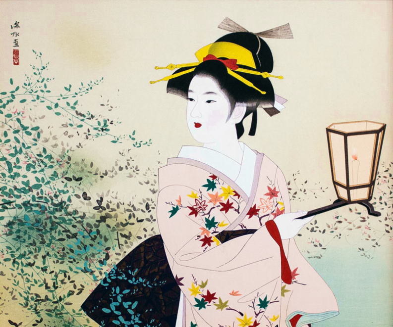 楽天市場】伊東深水 「 萩美人 」 木版画 【中古】 : 内田画廊