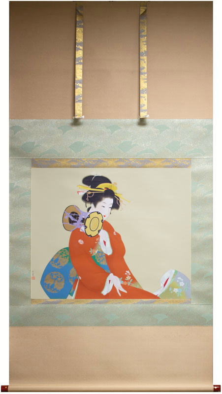 楽天市場】上村松園 「 鼓の音 」 掛軸 高級複製版画 【中古】 : 内田画廊