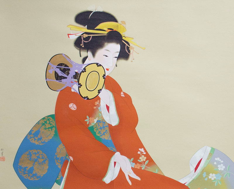 楽天市場】上村松園 「 鼓の音 」 掛軸 高級複製版画 【中古】 : 内田画廊
