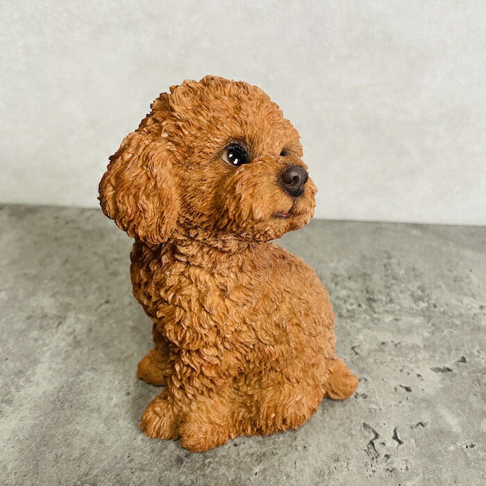 楽天市場】かわいい 犬 置物 振り返るトイプードル ブラウン 小 玄関