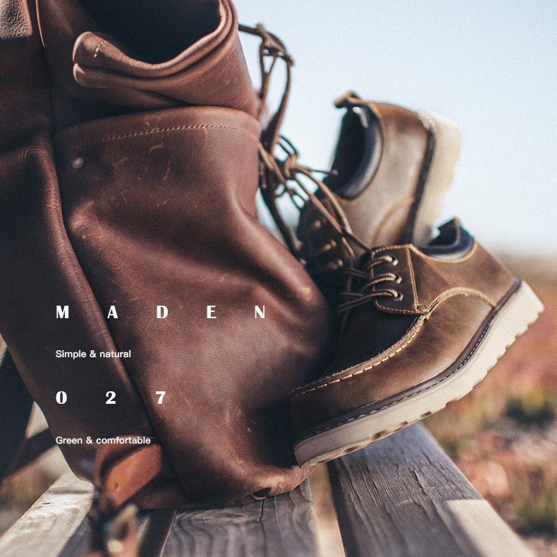 楽天市場】本革 シューズ メンズ クレイジーホースレザー ワークブーツ