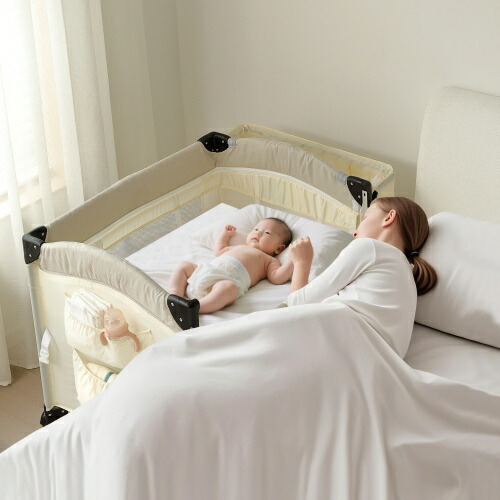 楽天市場】ベビーベッド 最短当日発送 折りたたみ可能で添い寝対応の高