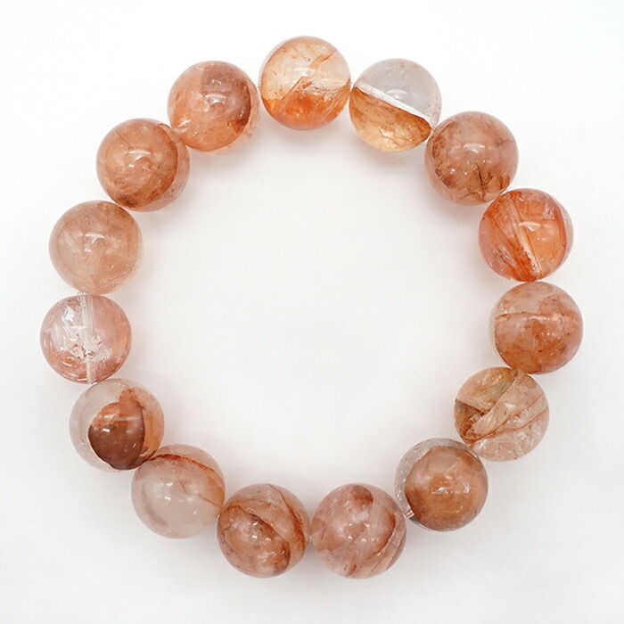虹 ヒマラヤ マニカラン水晶 天珠型 ブレスレット レッドマニカラン