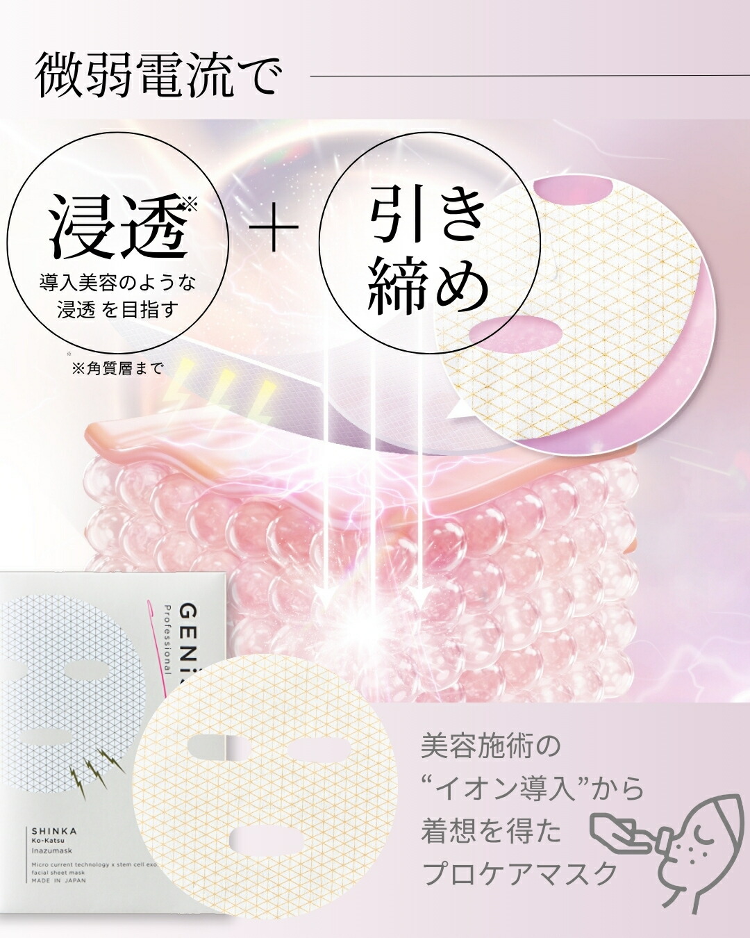 楽天市場】GENiS 微弱電流 フェイスマスク イナズマスク 1箱5回分
