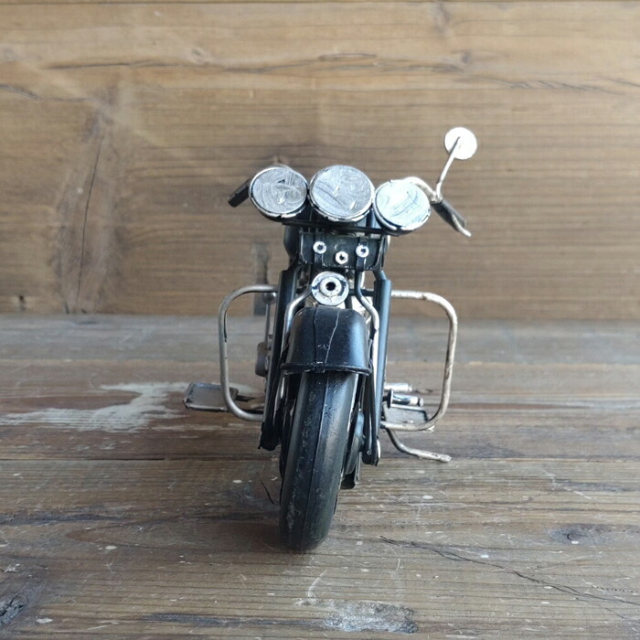 楽天市場】オートバイ バイク 置物 レトロ ブリキ 細工 インテリア 黒