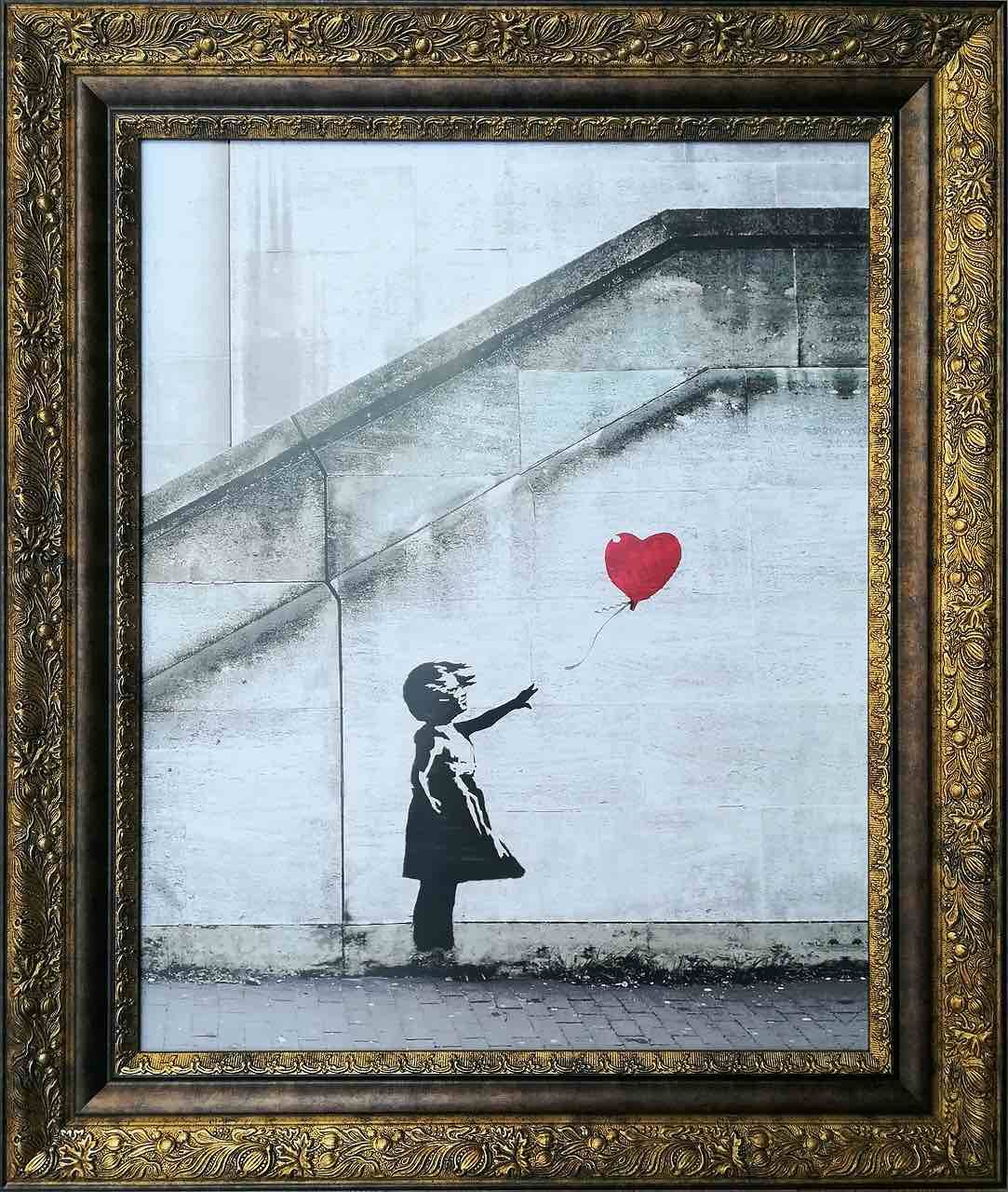 楽天市場】バンクシー豪華額装アート「風船と少女」名作 Banksy Red
