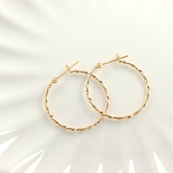 楽天市場】K18 ゴールド ツイスト フープピアス 2P 両耳用 18金 18k 金