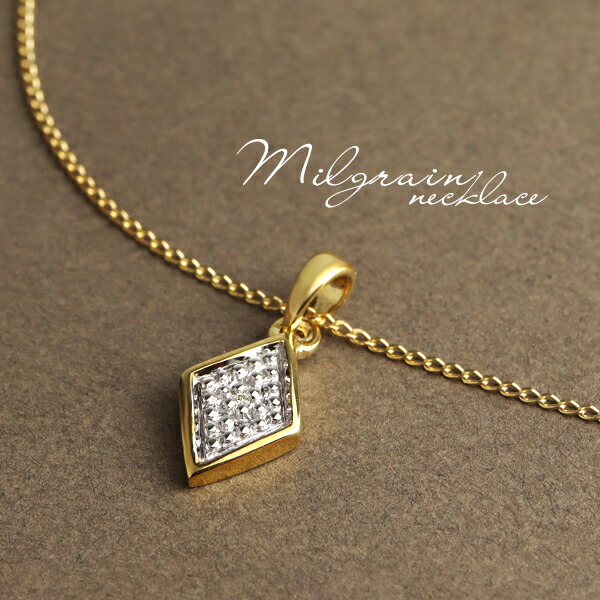 楽天市場】K10 ゴールド 天然ダイヤモンド ひし形 ネックレス