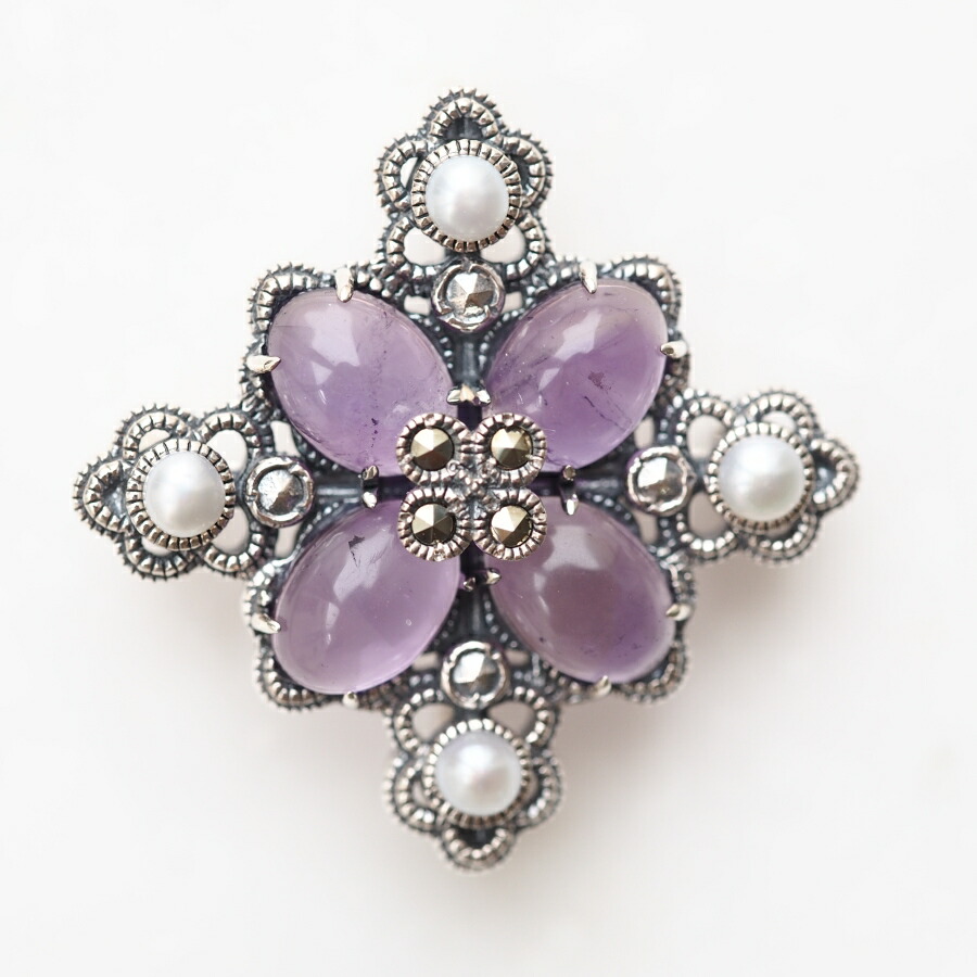 楽天市場】ROKUZAN アメジスト ブローチ ペンダントトップ (チェーン