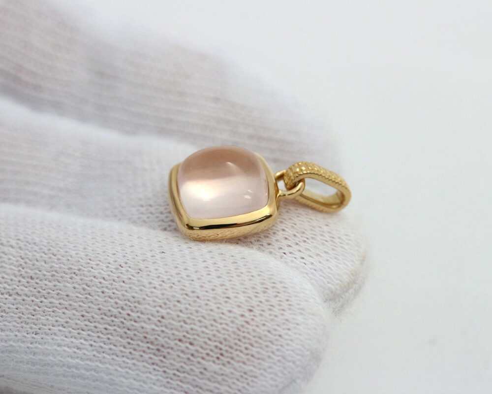 楽天市場】K18 K10 ローズクォーツ ネックレスチャーム送料無料 10金