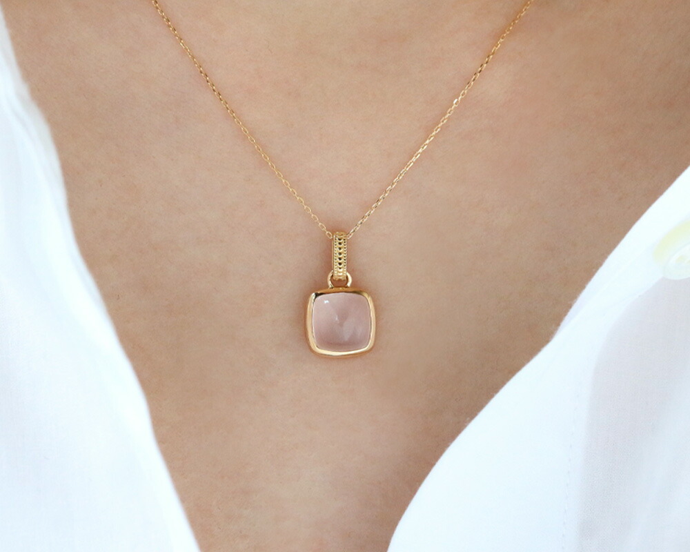 楽天市場】K18 K10 ローズクォーツ ネックレスチャーム送料無料 10金