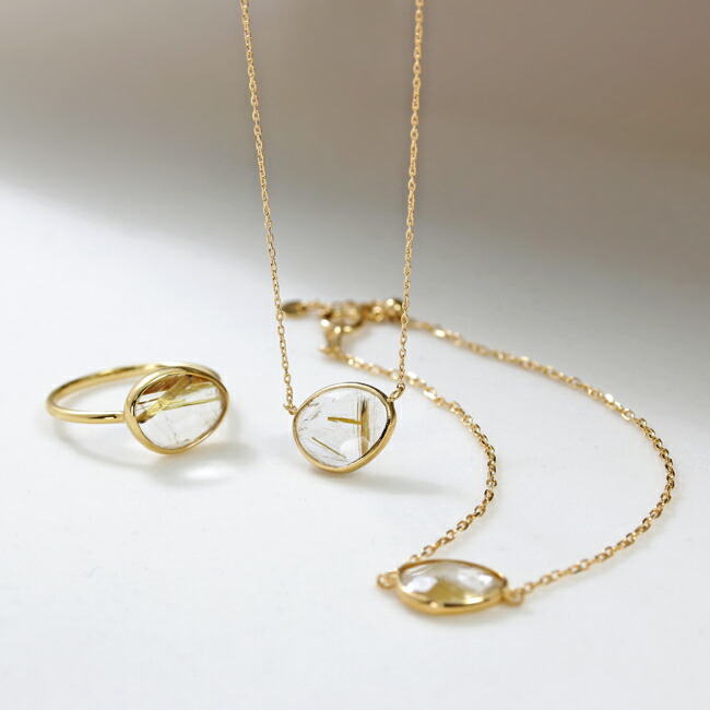 楽天市場】K18 スライス ルチルクォーツ ネックレス イエローゴールド