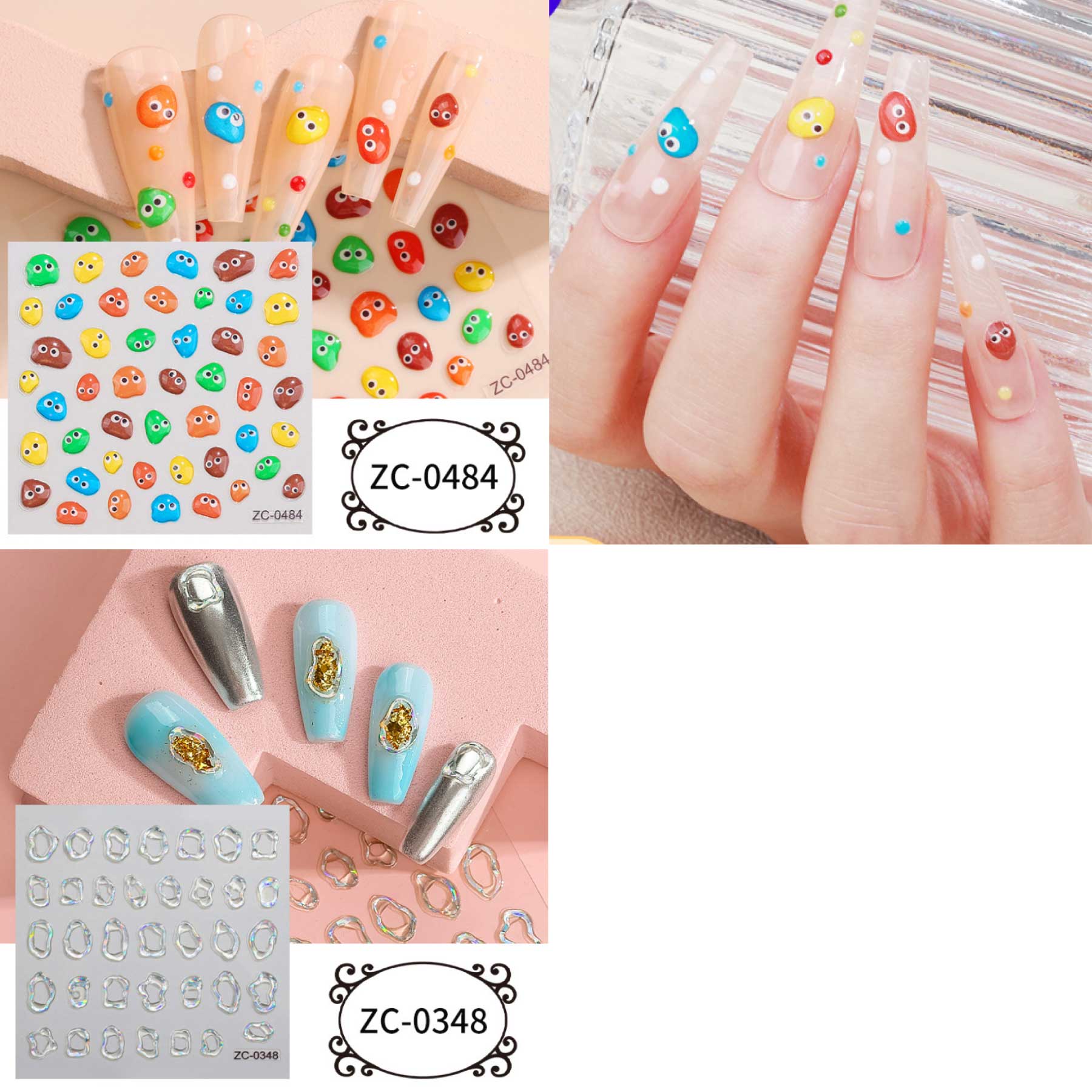 楽天市場】5D ネイルシール ぷっくり加工 韓国風 セルフネイル(A-10枚