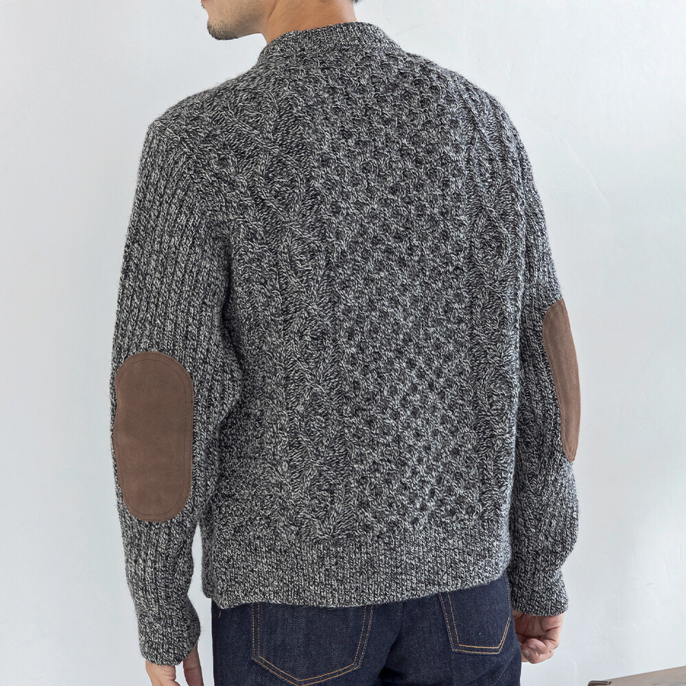 楽天市場】HIGHLAND2000 アラン模様革パッチ付セーター 英国製 メンズ