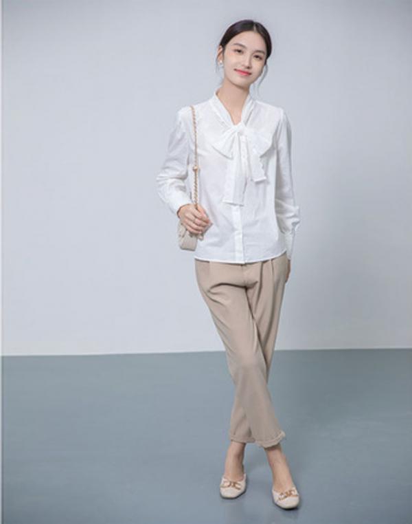 楽天市場】シャツ トップスレディース ボウタイ 長袖 レース 刺繍 白