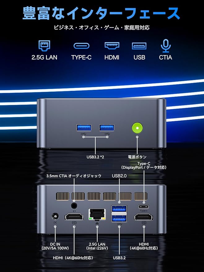 楽天市場】GMKtec ミニPC Intel i7 12700H 16GB(8GB*2) DDR4 512GB 14