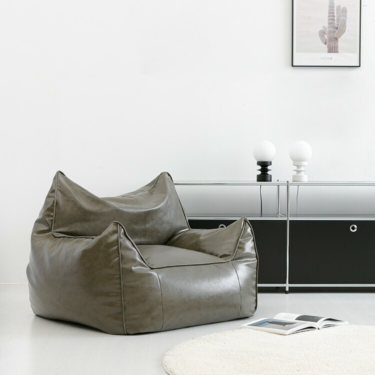 楽天市場】AMBO 一人掛け ビーズソファ 合皮レザー 4色 クリーム