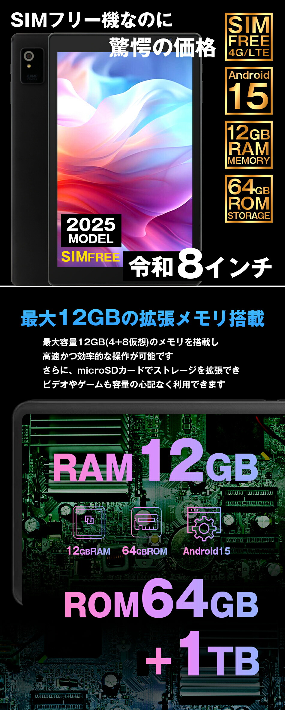 楽天市場】【1000円OFF☆】タブレット SIMフリータブレット シムフリー