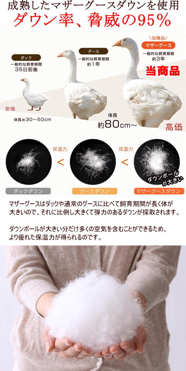 楽天市場】ダブルサイズ 羽毛布団ホワイトマザーグースダウン95%中身