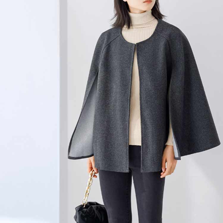 楽天市場】ポンチョ ケープ ジャケット ショート アウター 上品 秋冬