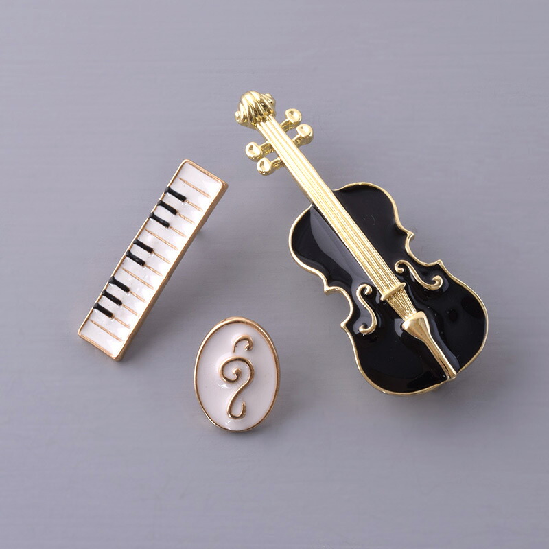 楽天市場】ブローチ 楽器3点セット バイオリン ピアノ 音符 ジャケット