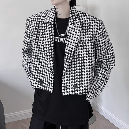 楽天市場】千鳥格子 チェック柄 ジャケット メンズ ショート丈 モード