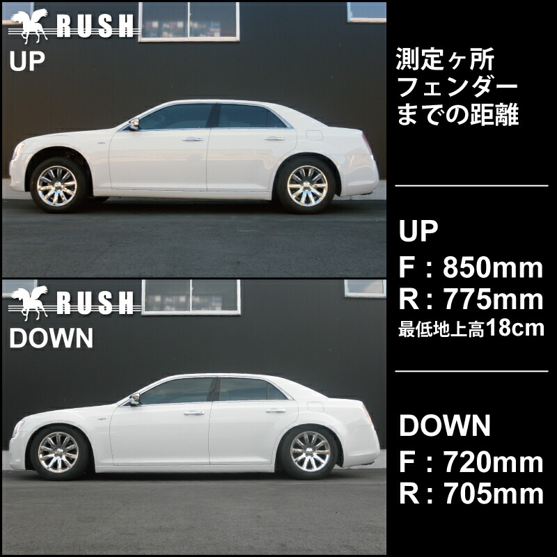 楽天市場】RUSH 車高調 クライスラー 300 車高短 モデル フルタップ車