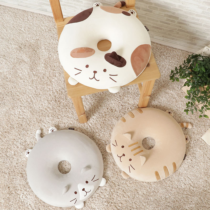 楽天市場】ふくふくにゃんこ 円座クッション ドーナツ型 腰当 ネコ