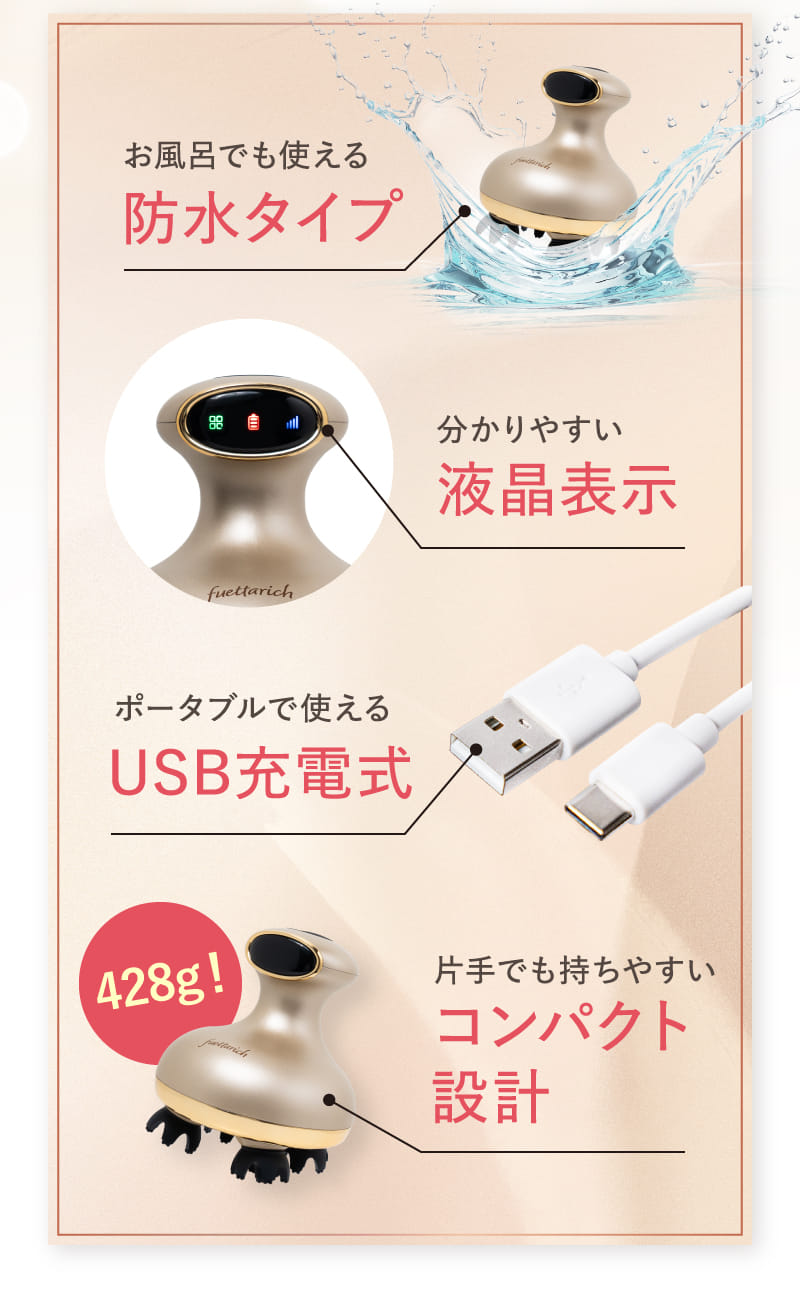 楽天市場】フエッタリッチ スカルプ ヘッドスパ ems 頭皮マッサージ