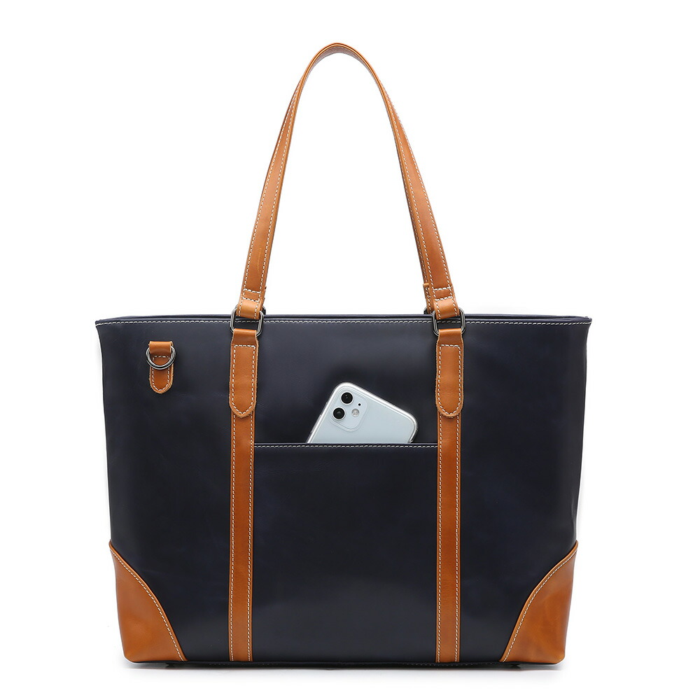 楽天市場】トートバッグ レザー 本革 ネイビー キャメル A4 ビジネス