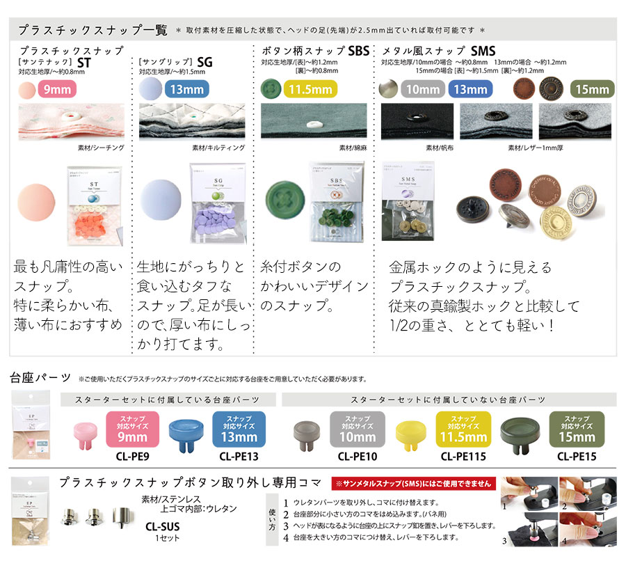 楽天市場】プラスチックスナップ専用打ち機 スターターセット (台座