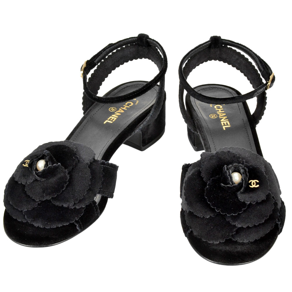 CHANEL シャネル カメリア マトラッセ ヒールサンダル 36 1/2 楽天市場