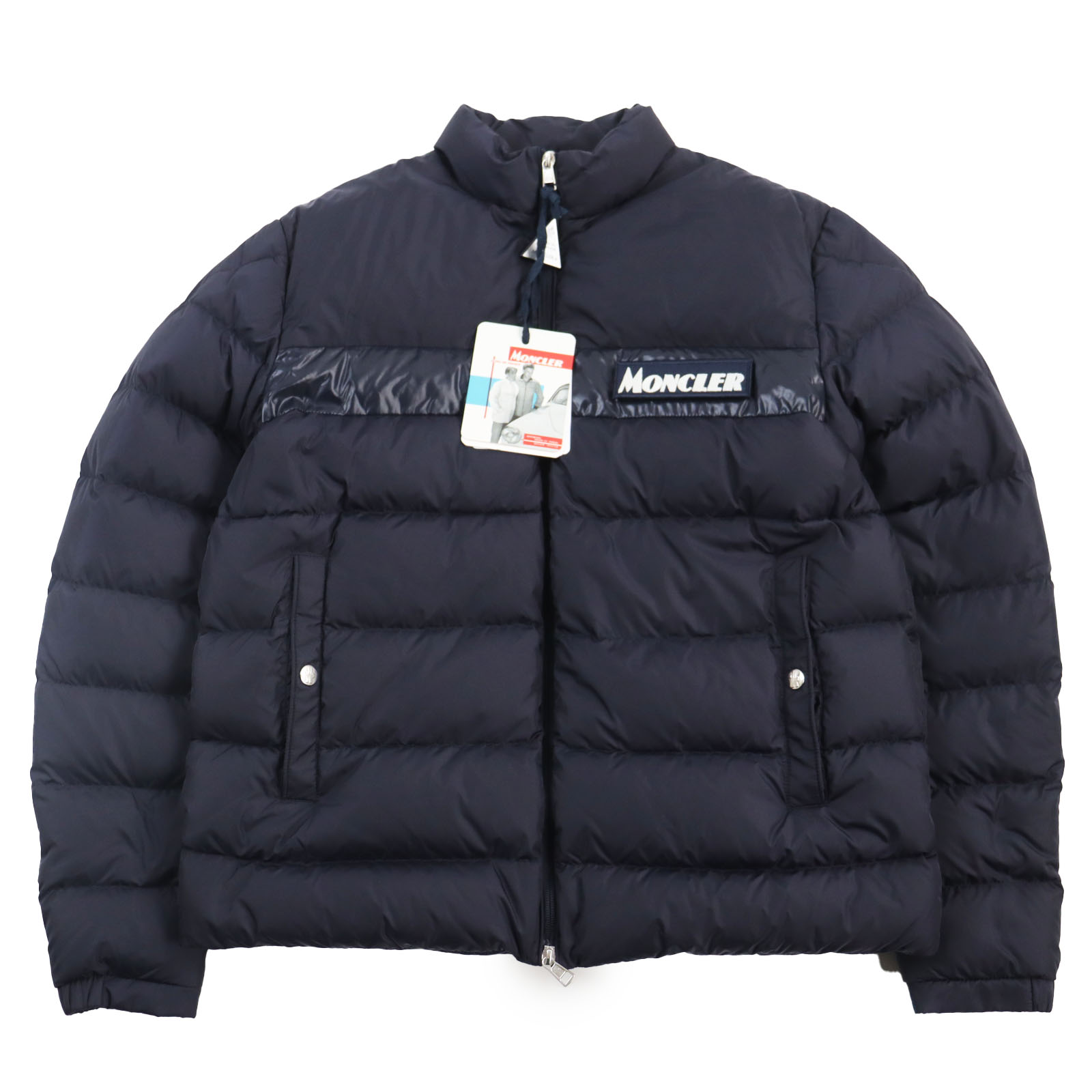 良品】MONCLER ワッペンロゴ ベルト ナイロン切り替え フード 黒 XS