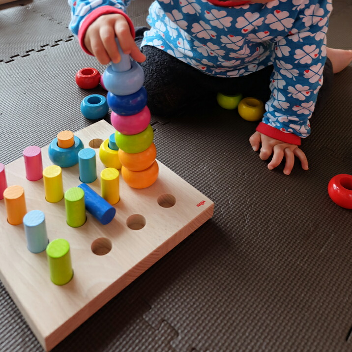 楽天市場】HABA ハバ 木のおもちゃ ドイツ製 カラーリングのペグ遊び