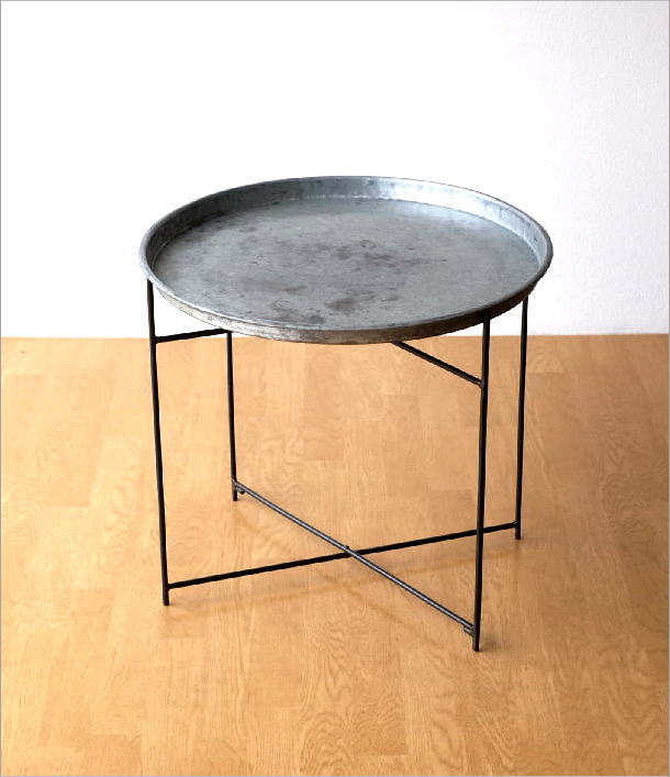 楽天市場】サイドテーブル 折りたたみ 丸 トレイテーブル フチあり