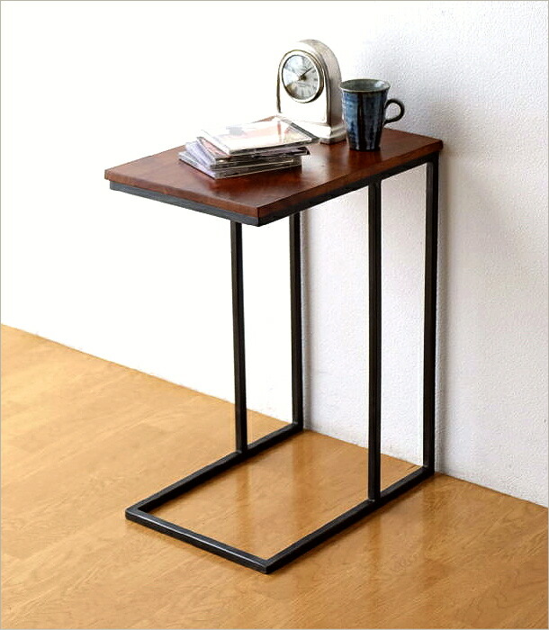 楽天市場】サイドテーブル 木製 アイアン コの字型 ソファーサイド