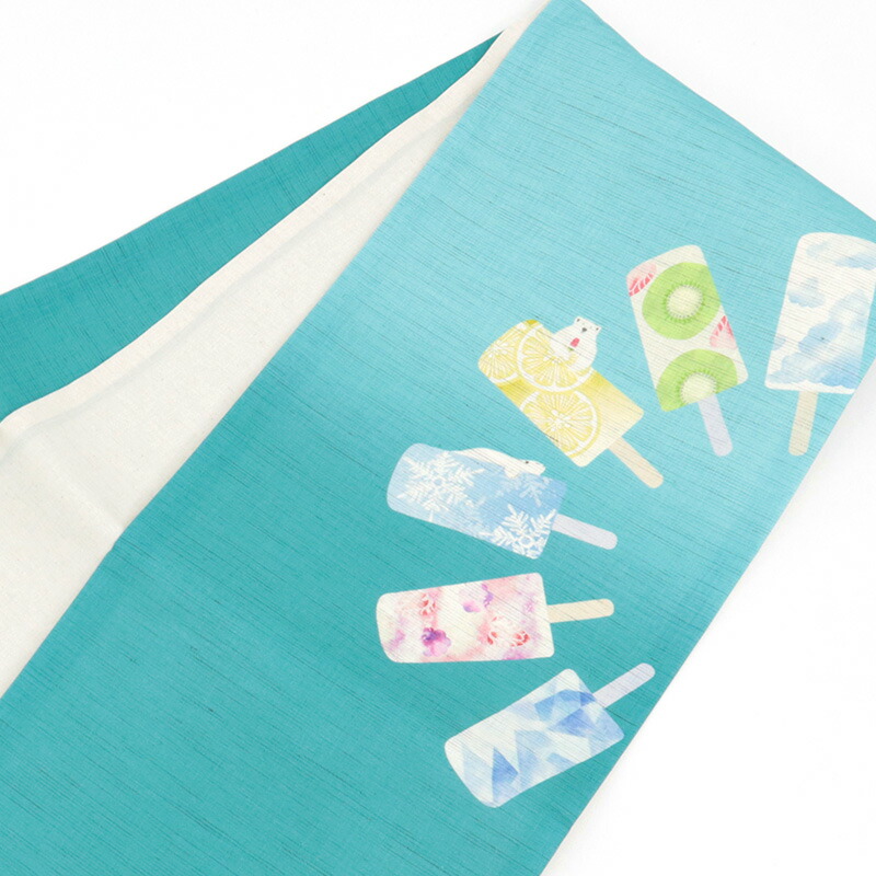 楽天市場】麻 夏帯 夏用 ターコイズブルー 京袋帯《召しませ花》お