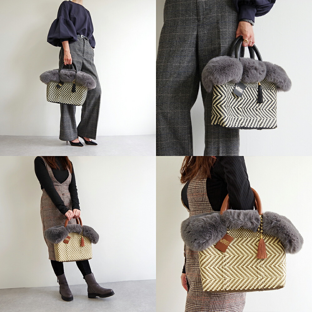 楽天市場】【2点セット SMALL】 WOVEN メルカドバッグ + ファーカバー
