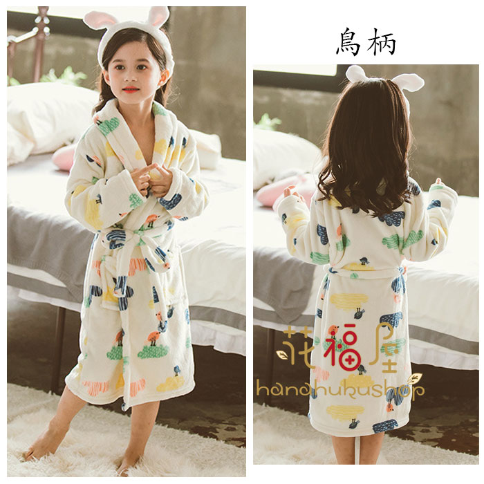 楽天市場】送料無料 親子ペア フランネル バスローブ いちご柄 鳥柄