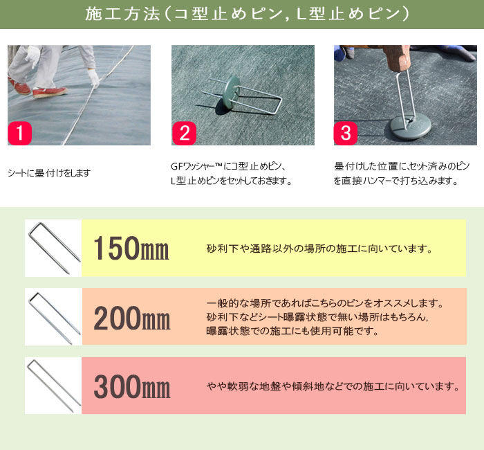 楽天市場】防草シート ザバーン用 コ型止めピン 150mm 50本入りP-150