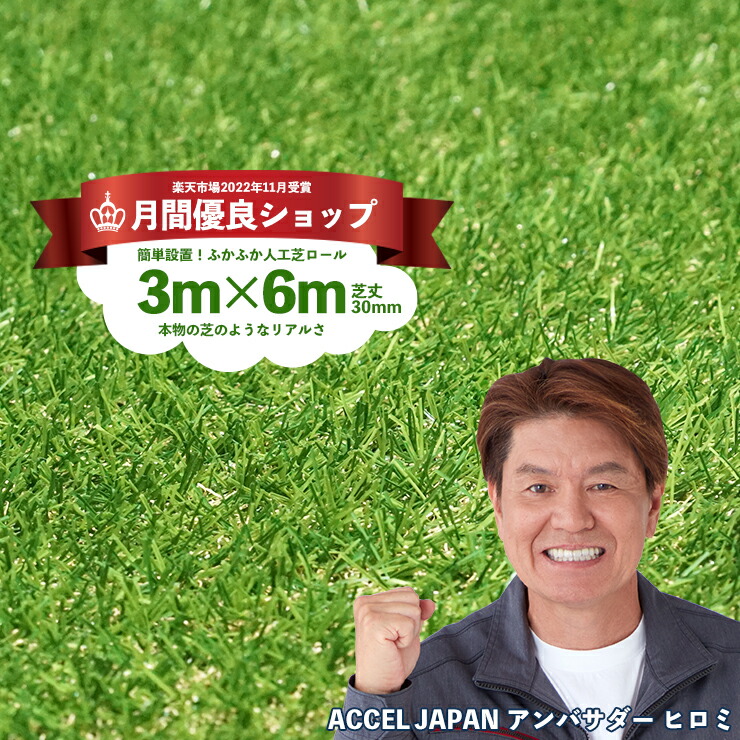 楽天市場】【月間優良ショップ受賞店】人工芝ロール 3m×6m 芝丈30mm