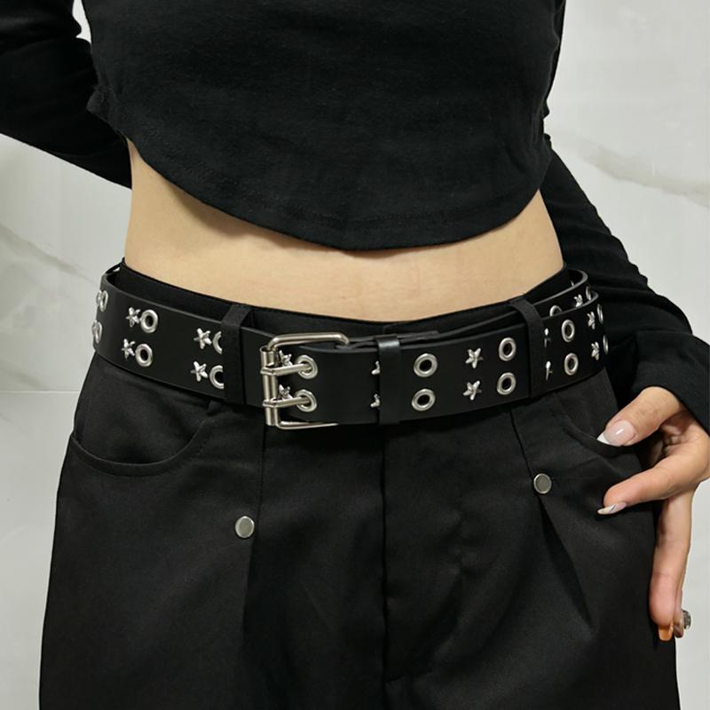 楽天市場】スタッズ ベルト レザー パンク ブラック スター メンズ